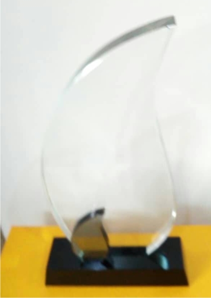 Thick crystal block plaque with personalized branding